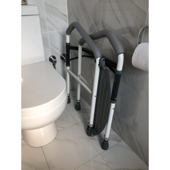 Portable toilet support, adjustable support frame, TSWF