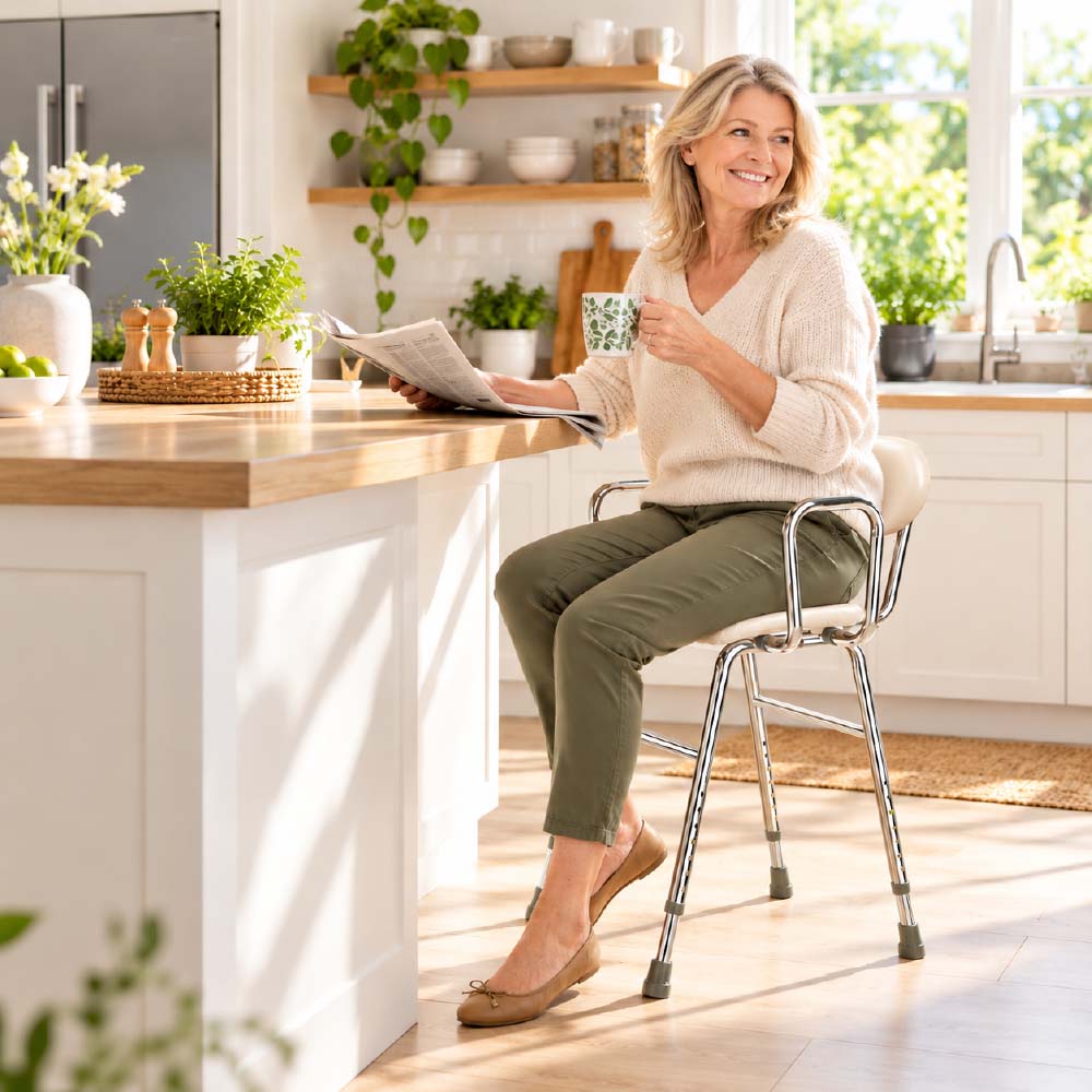 Adjustable Kitchen Stool with Arm Rest