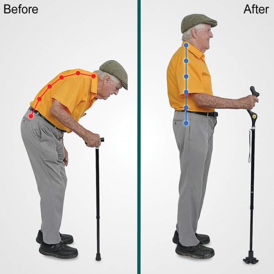 Straight posture cane, cane