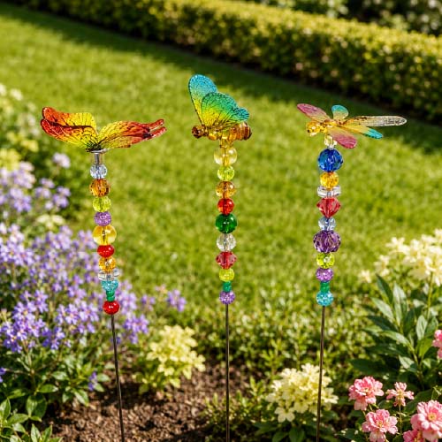 Rainbow Flutter Garden Stakes