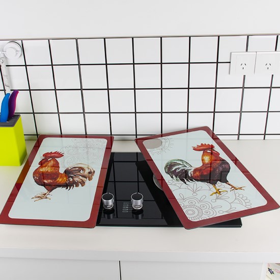 HOBCV, Rooster Hob Covers Set, Kitchen, Chopping Boards,