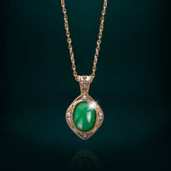 Oval Jade & Crystal Pendant