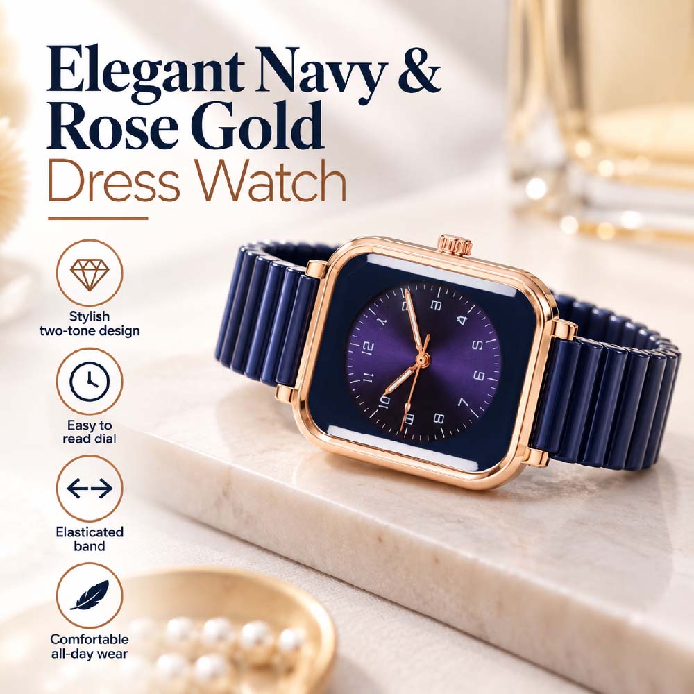 RoseGold Navy FlexBand Watch